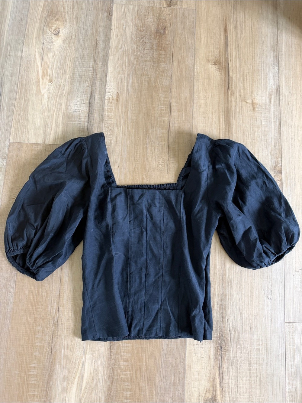 Abercrombie Black Puff-Sleeve Square Neck Women's Top